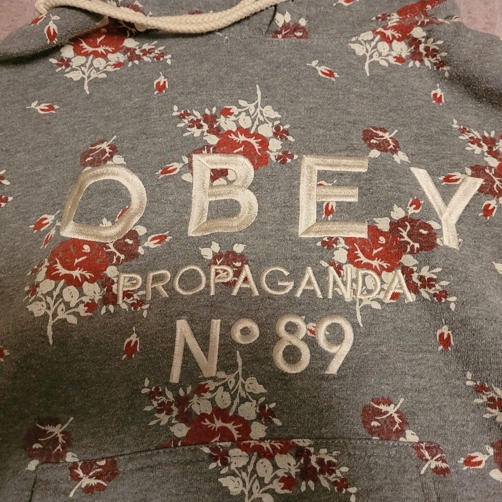 Obey Gray Floral Hoodie